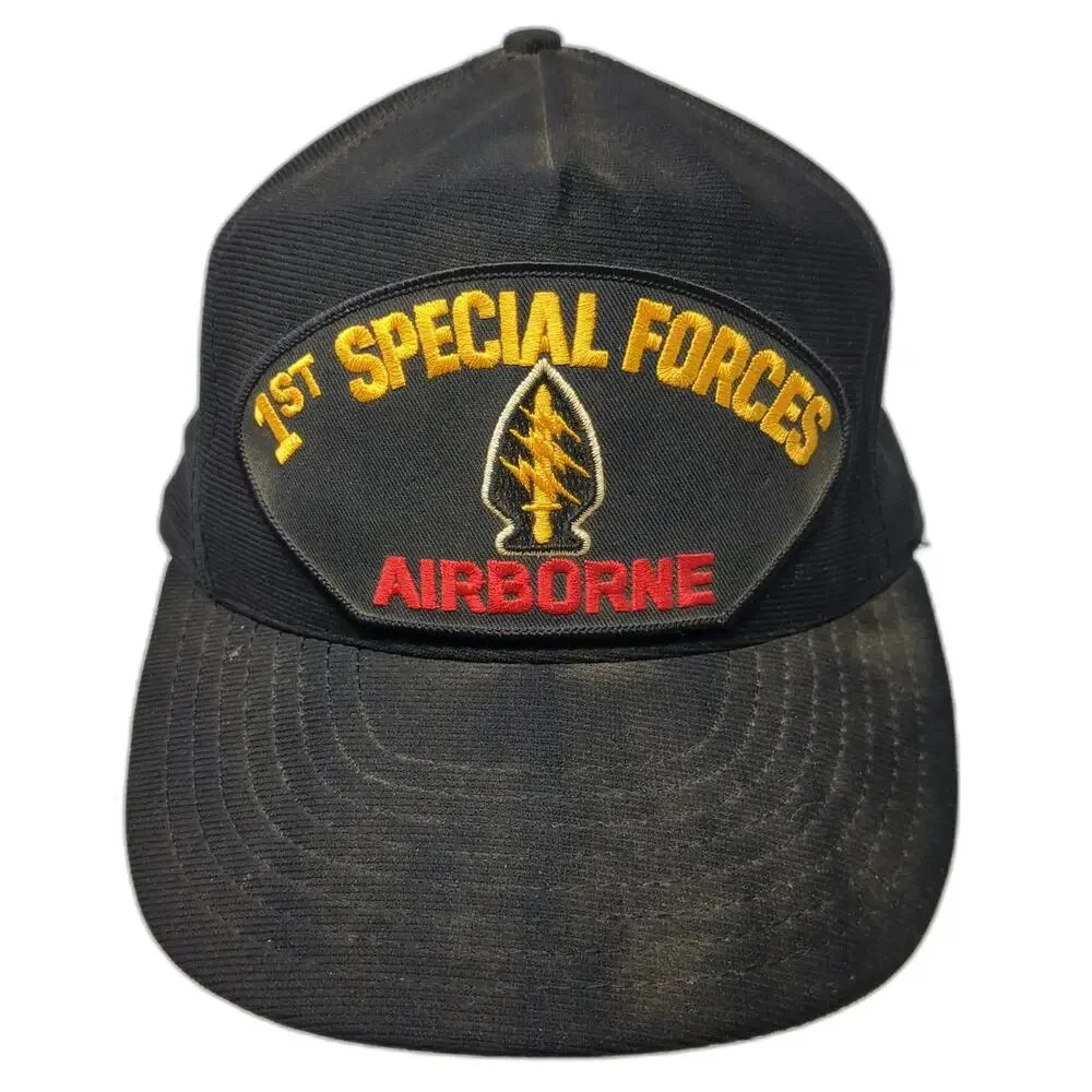 Eagle Crest 1st Special Forces Airborne Trucker Hat Black One Size Snapback USA